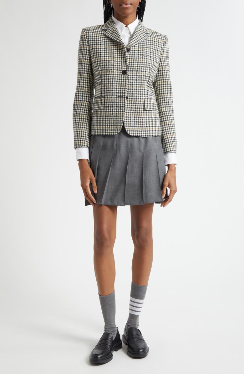 Thom Browne Drop Back Pleated Wool Miniskirt, Alternate, color, Medium Grey