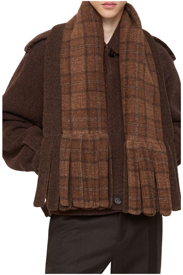 Detachable Scarf Wool Blend Jacket, Main, color, Ginger brown