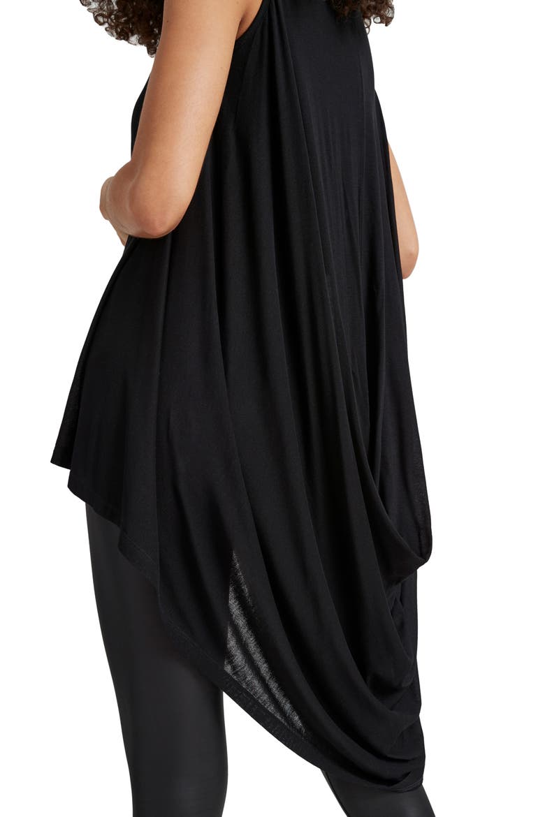 Ines Drape Sleeveless High-Low Tunic Top, Alternate, color, BLACK