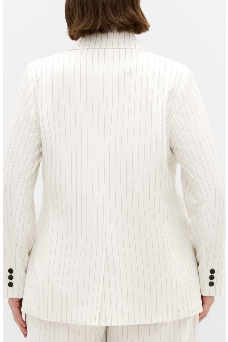 Pinstripe Double Breasted Jacket, Alternate, color, IVORY PINSTRIPE