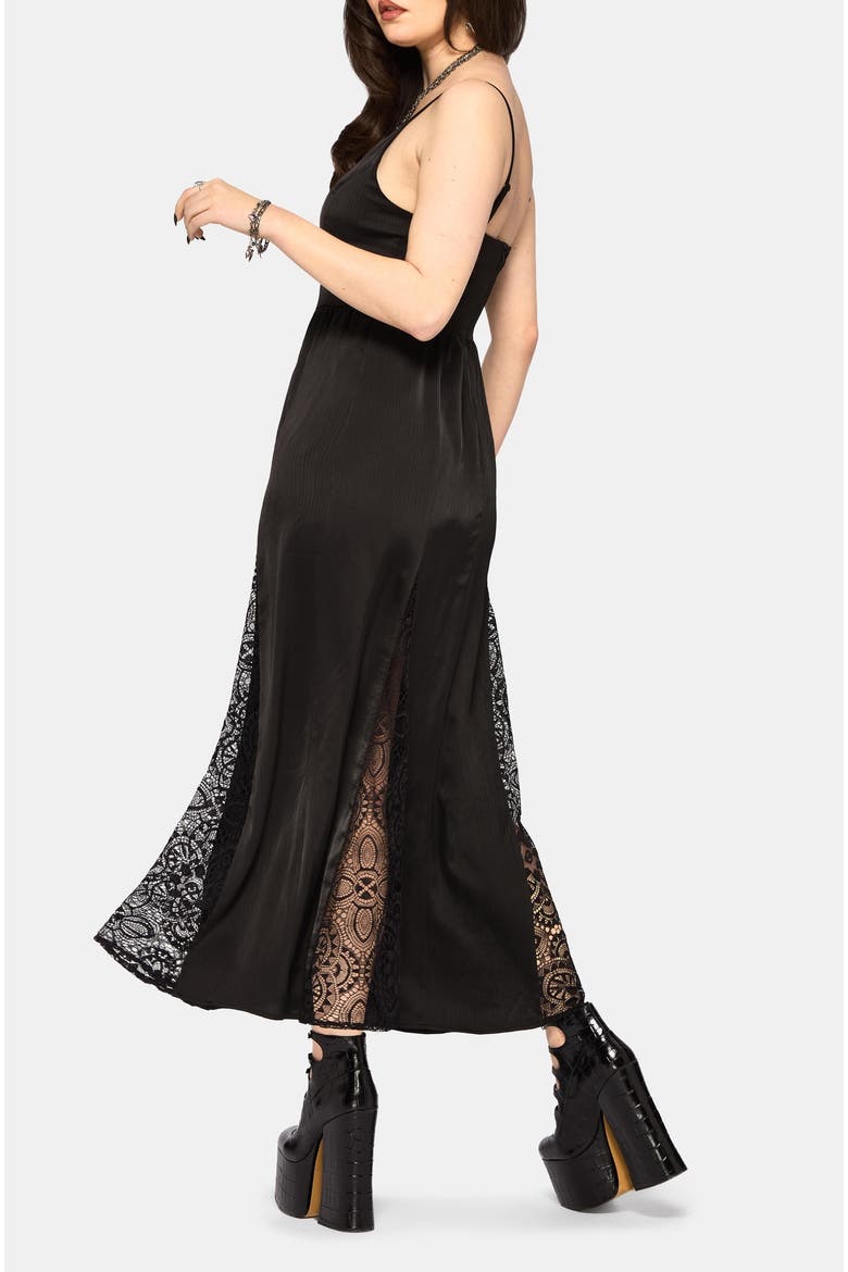 Nite Lace Godet Cami Maxi Dress, Alternate, color, Black