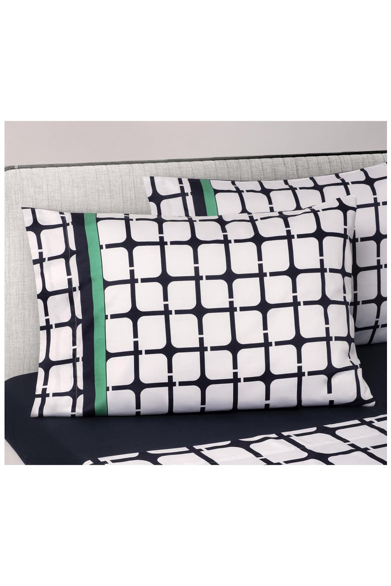 Set of Two Broken Square Print Pillowcases, Alternate, color, NAVY