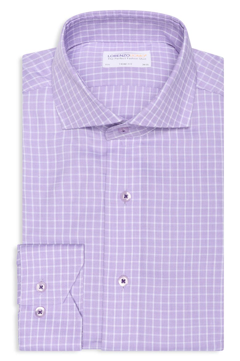 Trim Fit Check Dress Shirt, Alternate, color, ORCHID