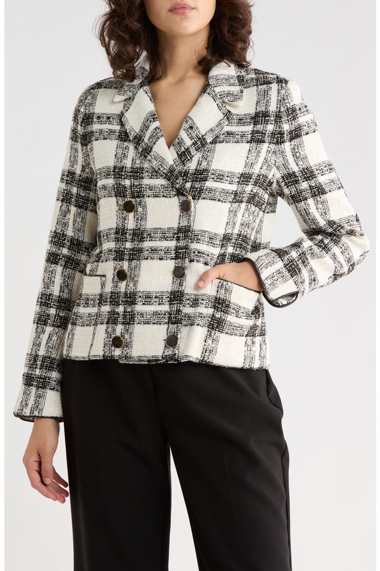 Clarisse Double Breasted Tweed Jacket, Main, color, MUL-BLACK/ CREAM