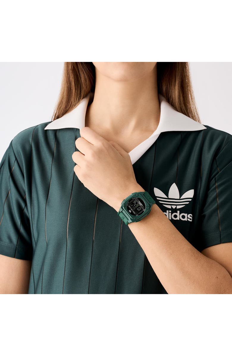 adidas City Tech 4 Silicone Strap Watch, 42mm, Alternate, color, Green