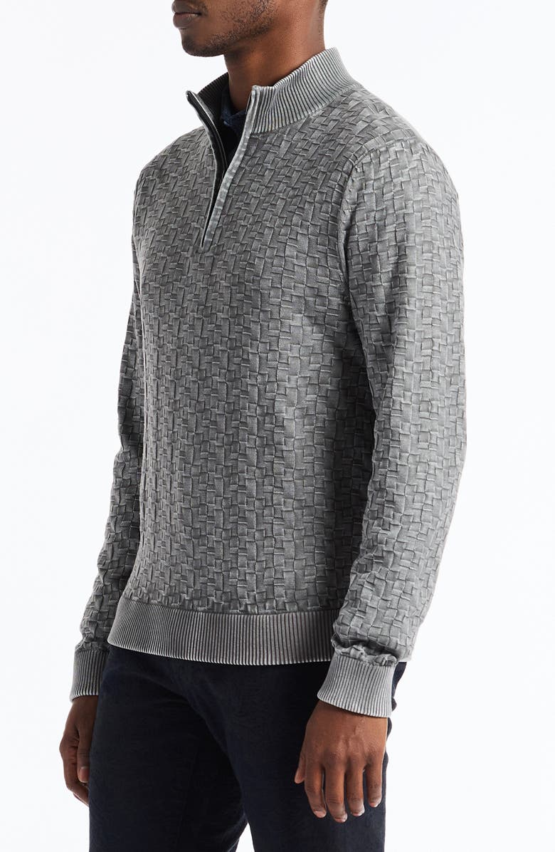 Robert Graham Aubin Basketweave Quarter Zip Sweater, Alternate, color, Grey
