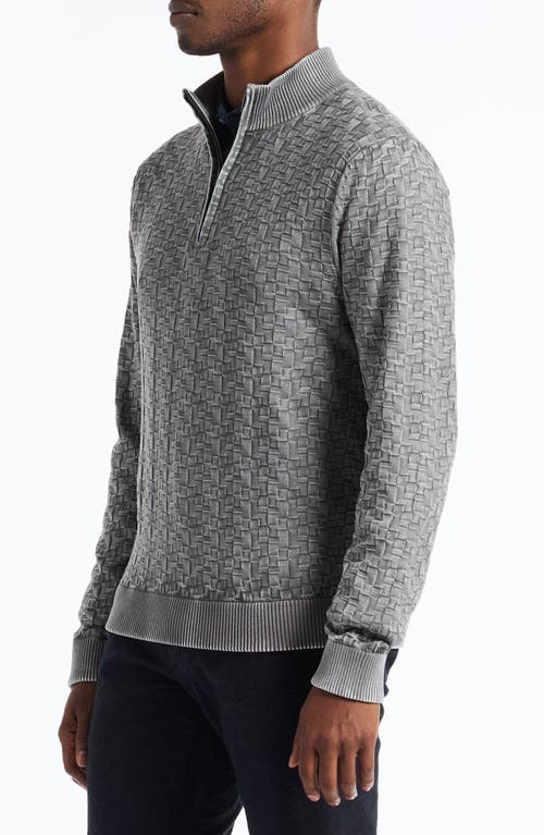 Robert Graham Aubin Basketweave Quarter Zip Sweater In Gray