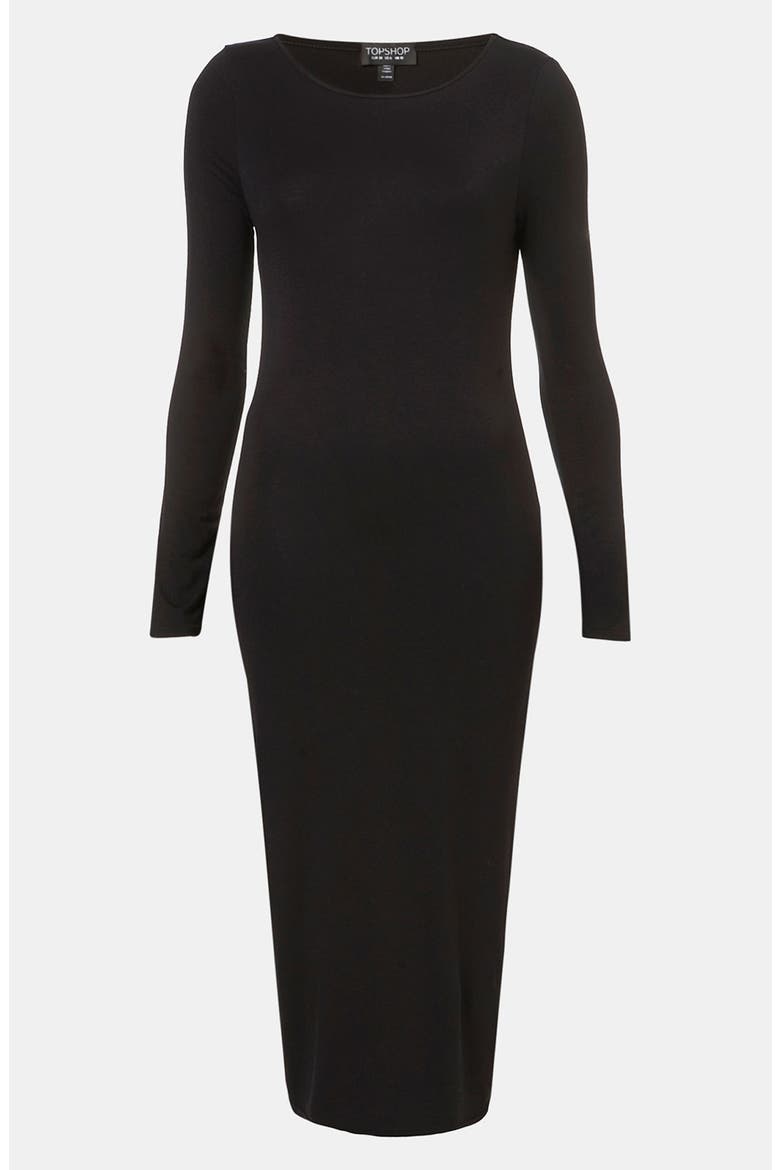 Body-Con Midi Dress, Main, color, BLACK