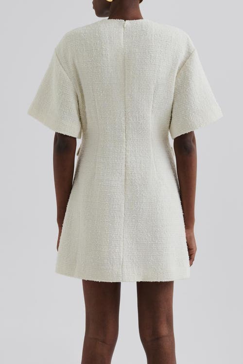 Malina Rayna Boucle Short Sleeve Mini Dress In White