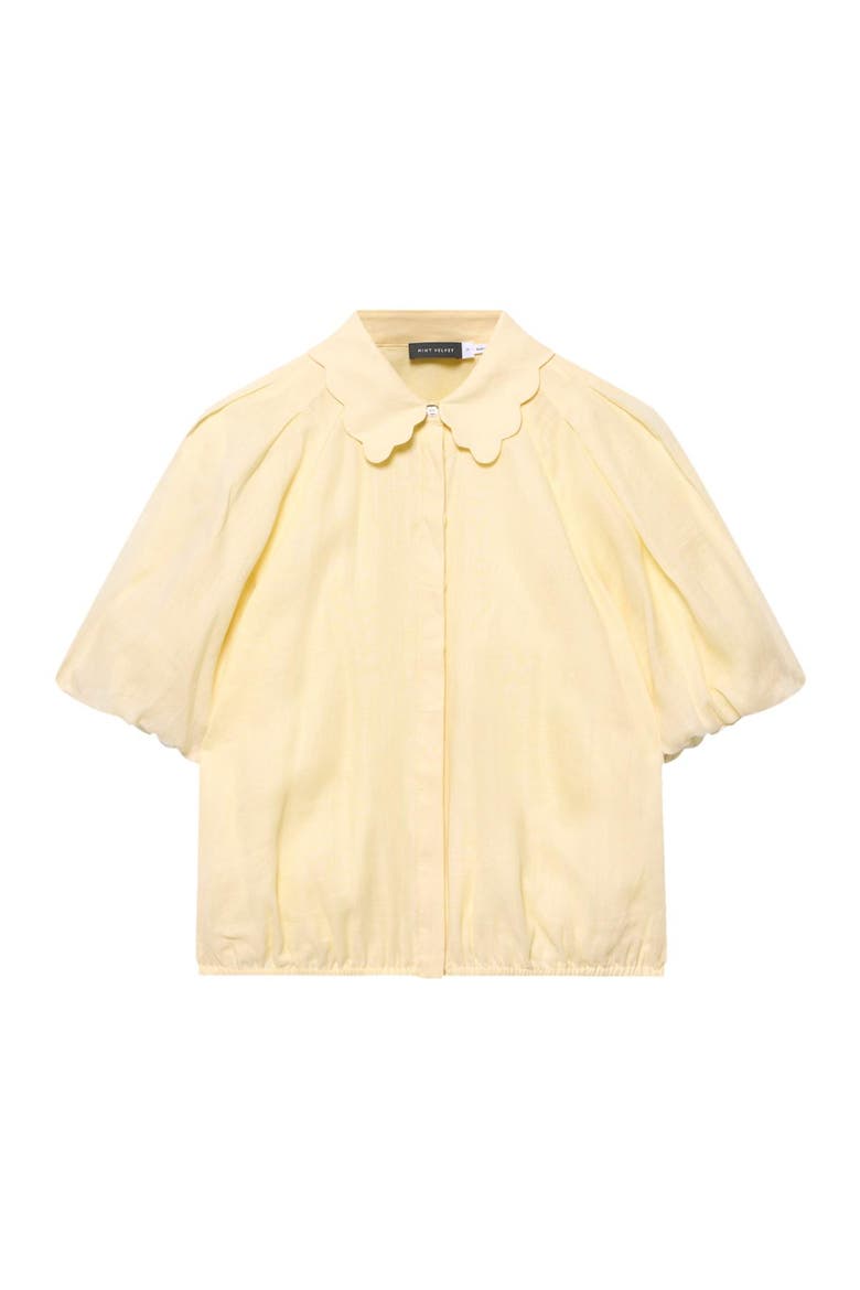 Puff Sleeve Shirt With A Collar, Alternate, color, Yellow