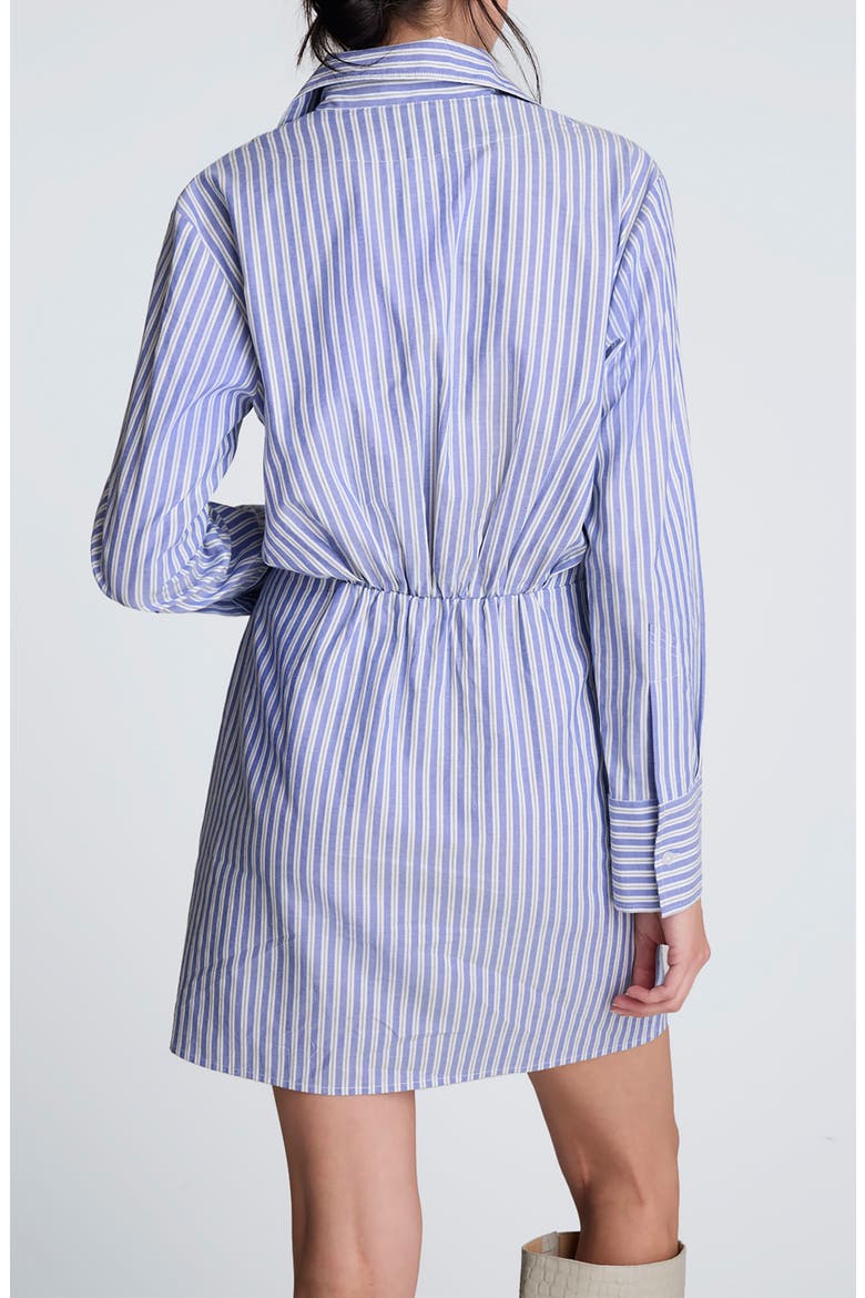 Asymmetric Long Sleeve Wrap Shirtdress, Alternate, color, DK NAVY/ PURE WHT MLT