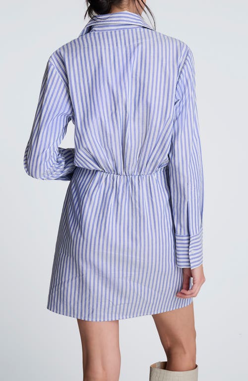 Kenneth Cole Asymmetric Long Sleeve Wrap Shirtdress In Blue