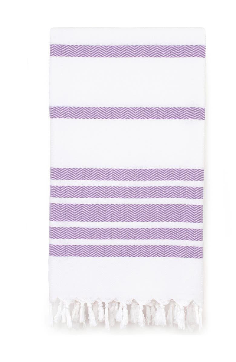Linum Home Textiles 100% Turkish Cotton Herringbone Pestemal Beach Towel - Lilac & White, Alternate, color,