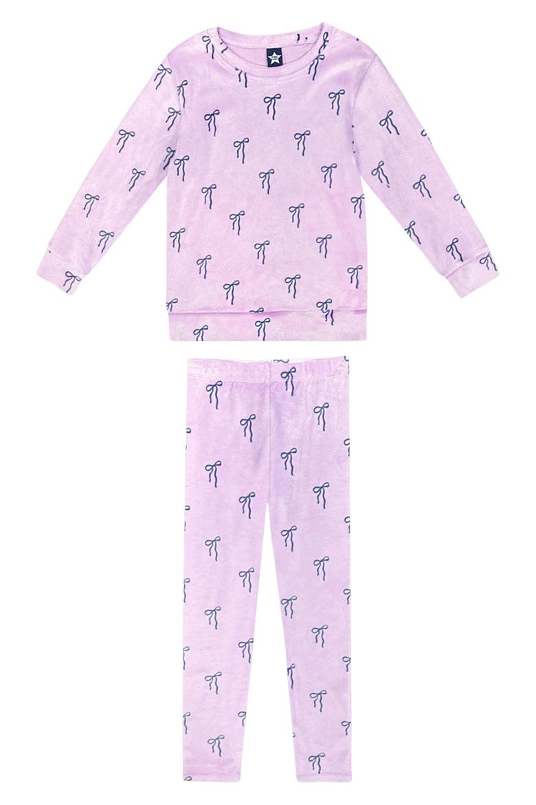Kids' 2-Piece Velour Top & Leggings Set, Main, color, LILAC BOWS