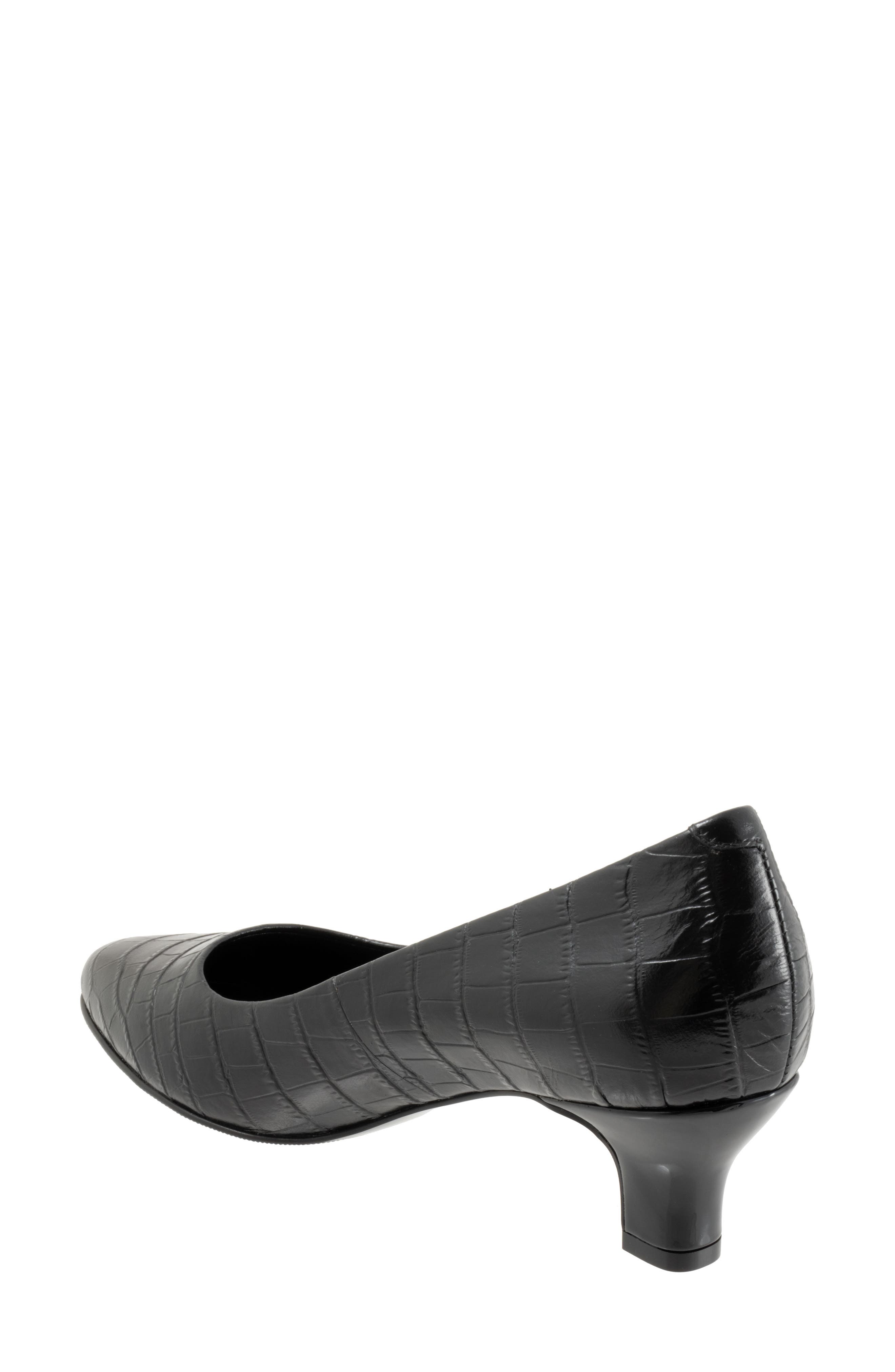 Trotters Kate Pointed Toe Kitten Heel Pump, Alternate, color, Black Croc
