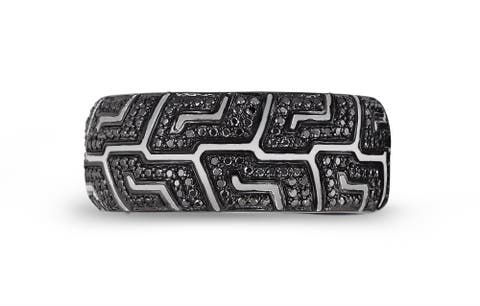 Pro Rider Tire Tread Sterling Silver & Black Diamond Ring