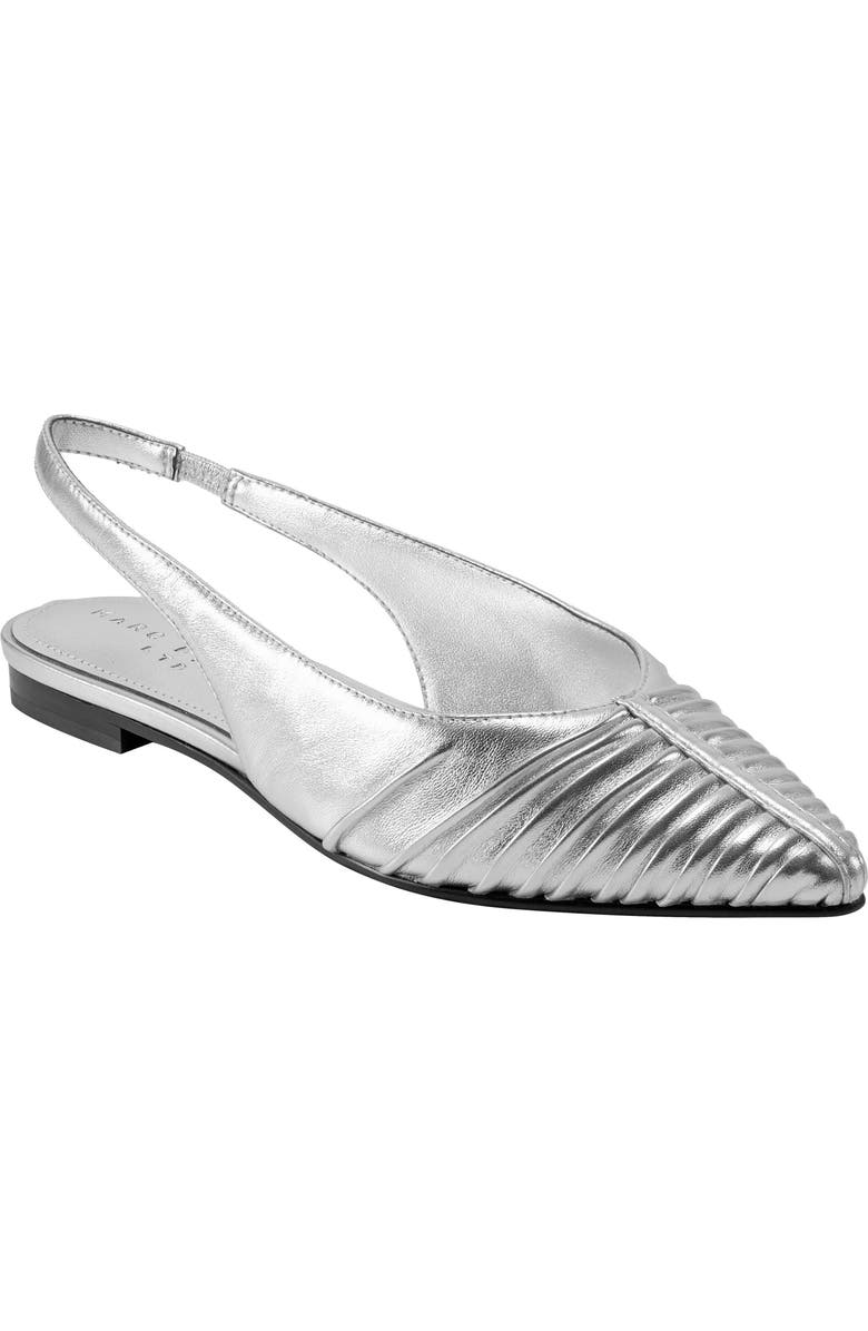 Marc Fisher LTD Dalatee Slingback Pointed Toe Flat, Main, color, Silver