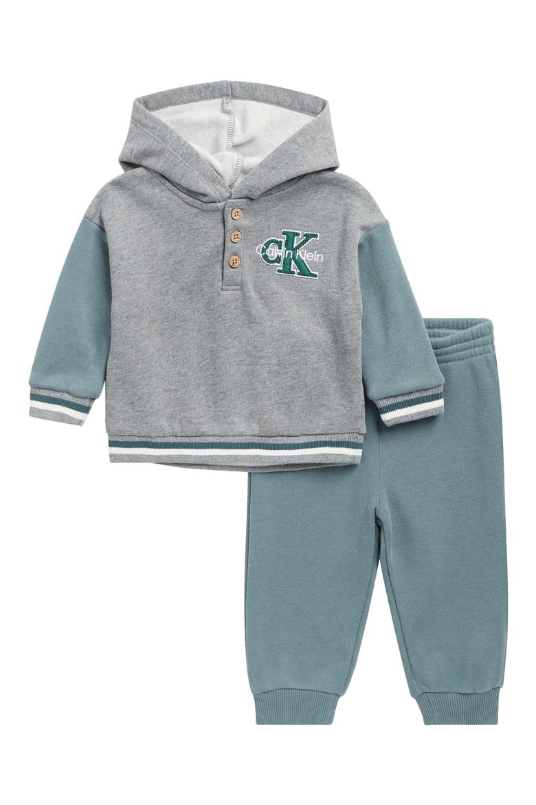 Fleece Hoodie & Joggers Set, Main, color, GREY MULTI