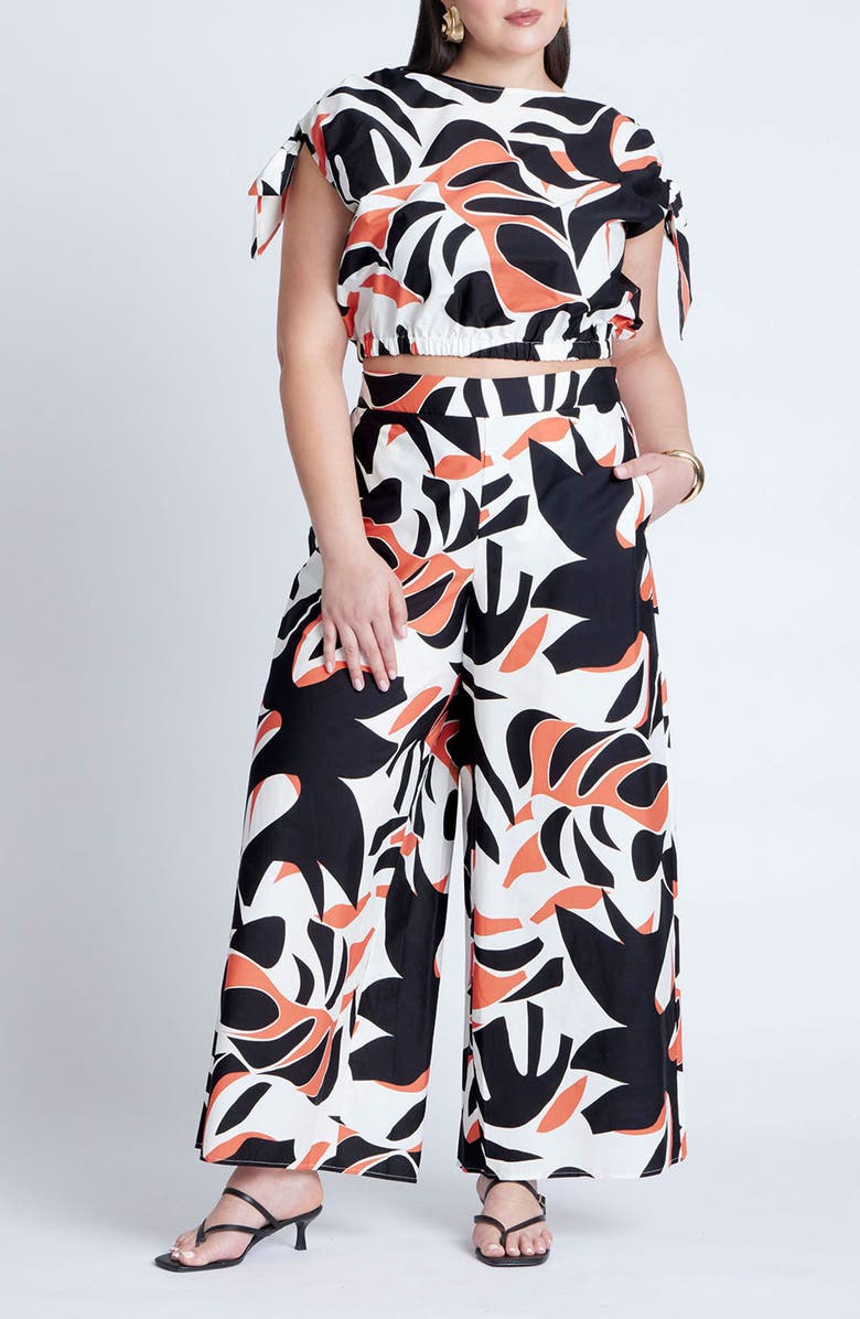 ELOQUII Print Pull-On Wide Leg Pants, Alternate, color, 