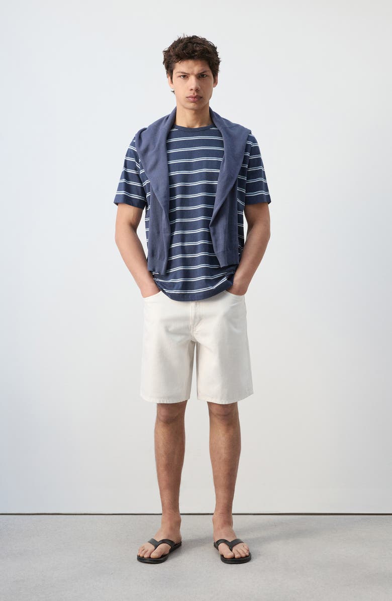 MANGO Stripe Crewneck T-Shirt, Alternate, color, Navy