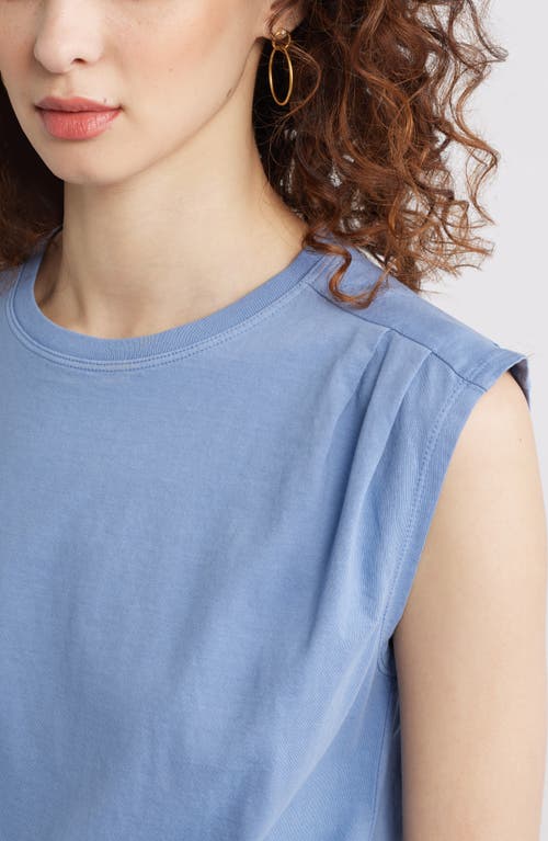 Shop Treasure & Bond Pleat Shoulder Cotton Tank In Blue Beyond