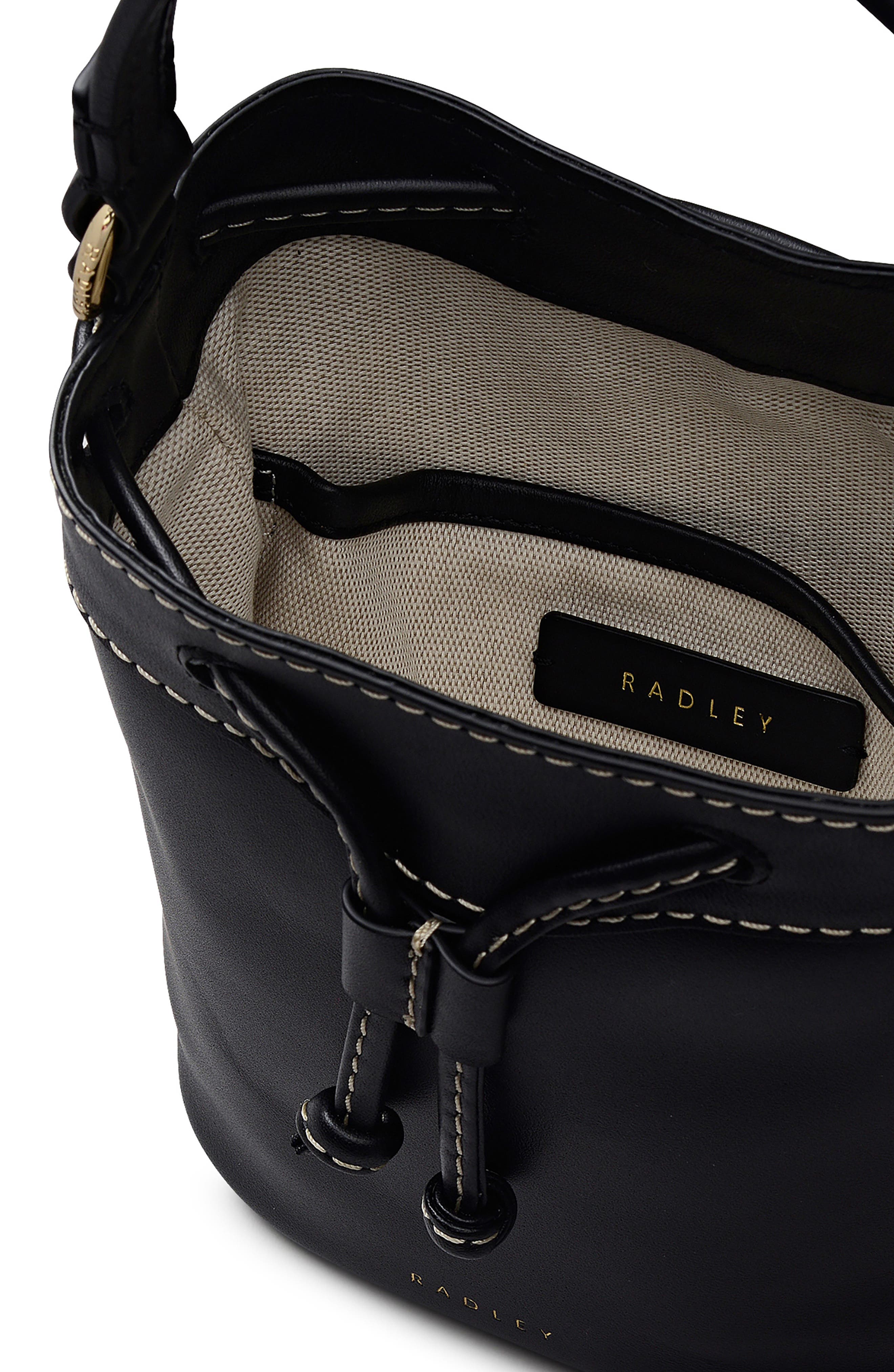 Albany Avenue Mini Drawstring Leather Crossbody Bag, Alternate, color, BLACK