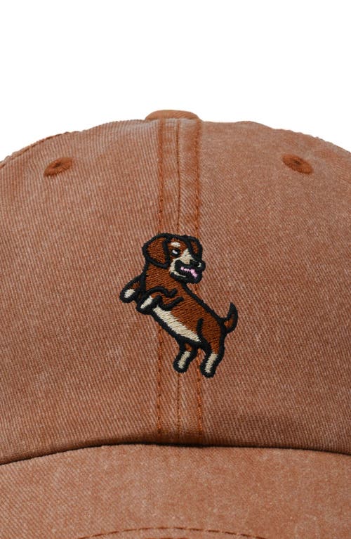 Dalix Dachshund Embroidered Dad Cap In Washed Orange