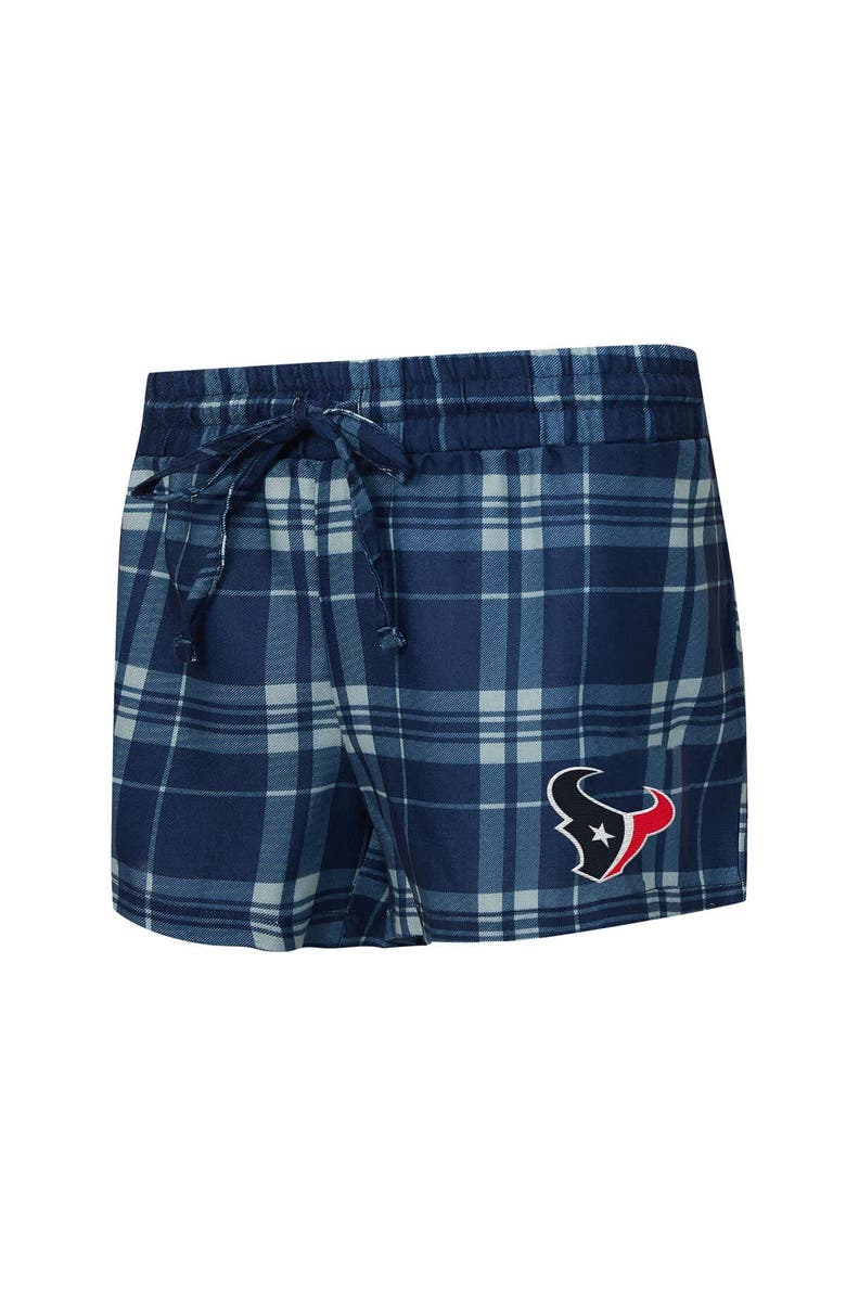 CONCEPTS SPORT Women's Concepts Sport  Heather Gray/Navy Houston Texans Regulate Plaid Long-Sleeve T-Shirt & Shorts Sleep Set, Alternate, color, Heather Gray
