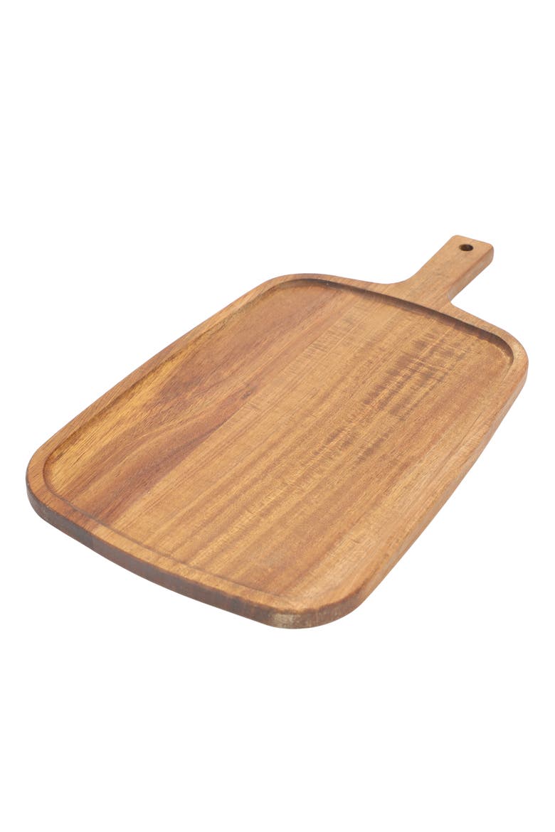 14 Inch Acacia Wood Rectangle Serving Board with Handle, Alternate, color, Acacia