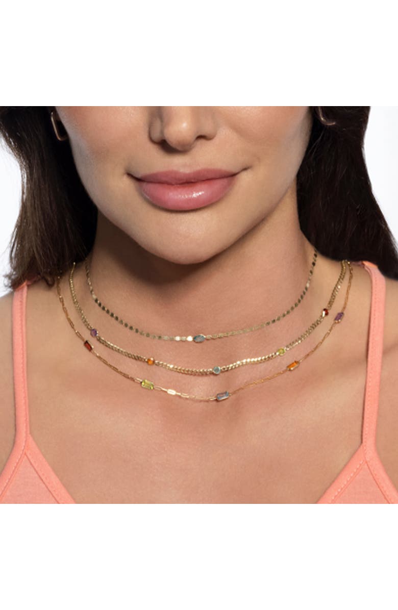 The Lovery Fine Jewelry Rainbow Gemstone Paperclip Necklace, Alternate, color, Rainbow