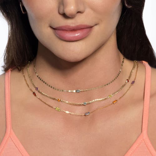 The Lovery Fine Jewelry Rainbow Gemstone Paperclip Necklace In Gold
