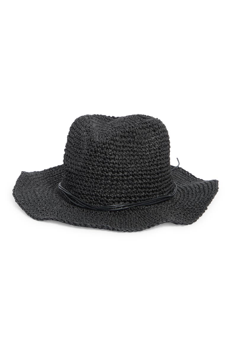 Crochet Cowboy Hat, Main, color, BLACK