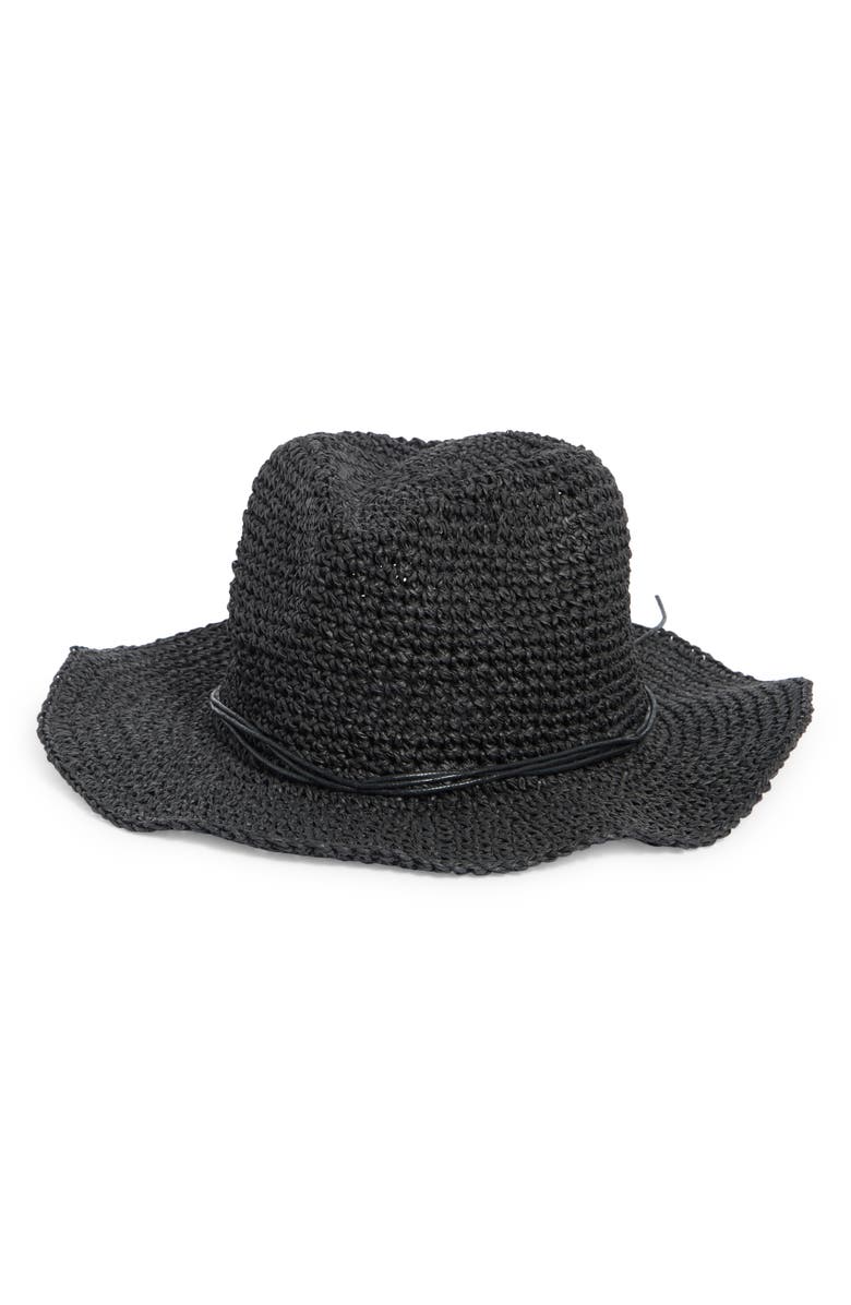 Treasure & Bond Crochet Cowboy Hat, Main, color, Black