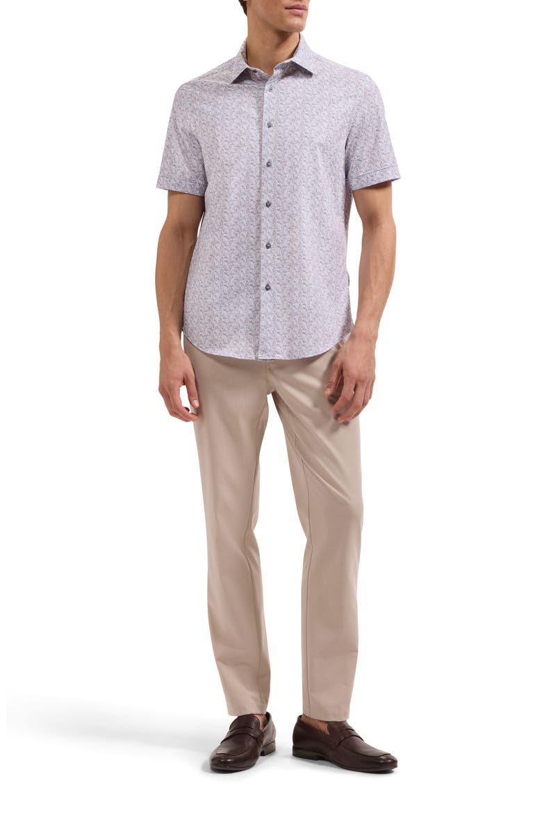 Miles OoohCotton® Leaf Print Short Sleeve Button-Up Shirt, Alternate, color, DUSTY PINK