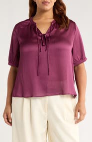 Vince Camuto Tie Front Satin Top