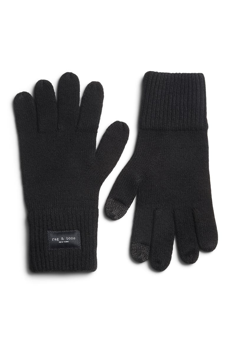 Blake Ribbed Gloves, Main, color, BLACK