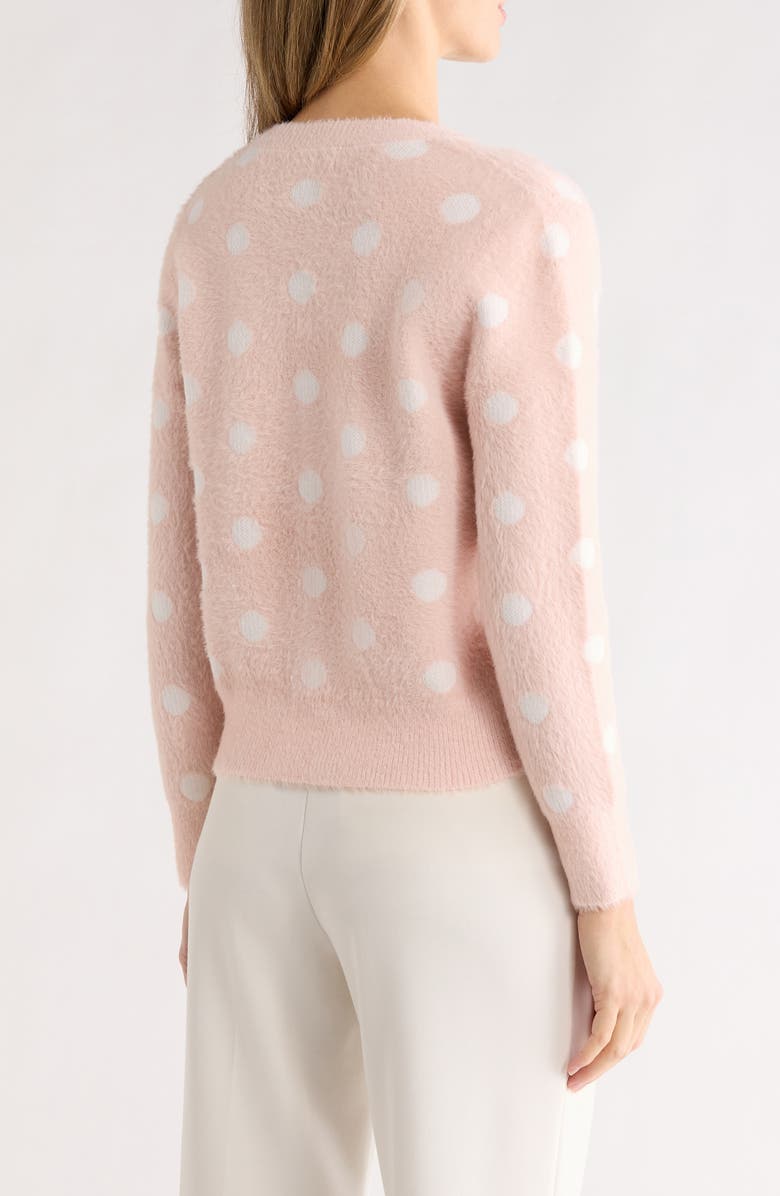 Nanette Lepore Polka Dot Cardigan, Alternate, color, Pale Pink/ White