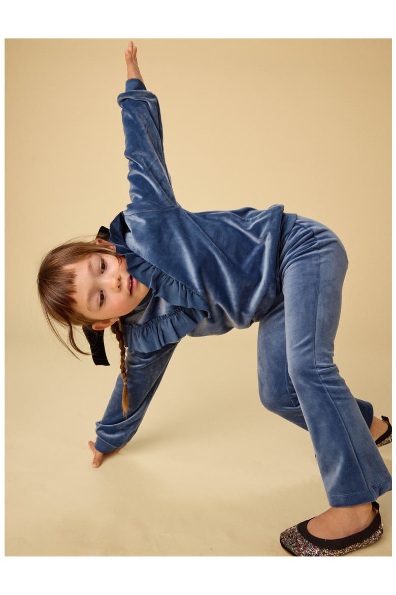 Velour Ruffle Tunic Top, Alternate, color, NAVAL BLUE