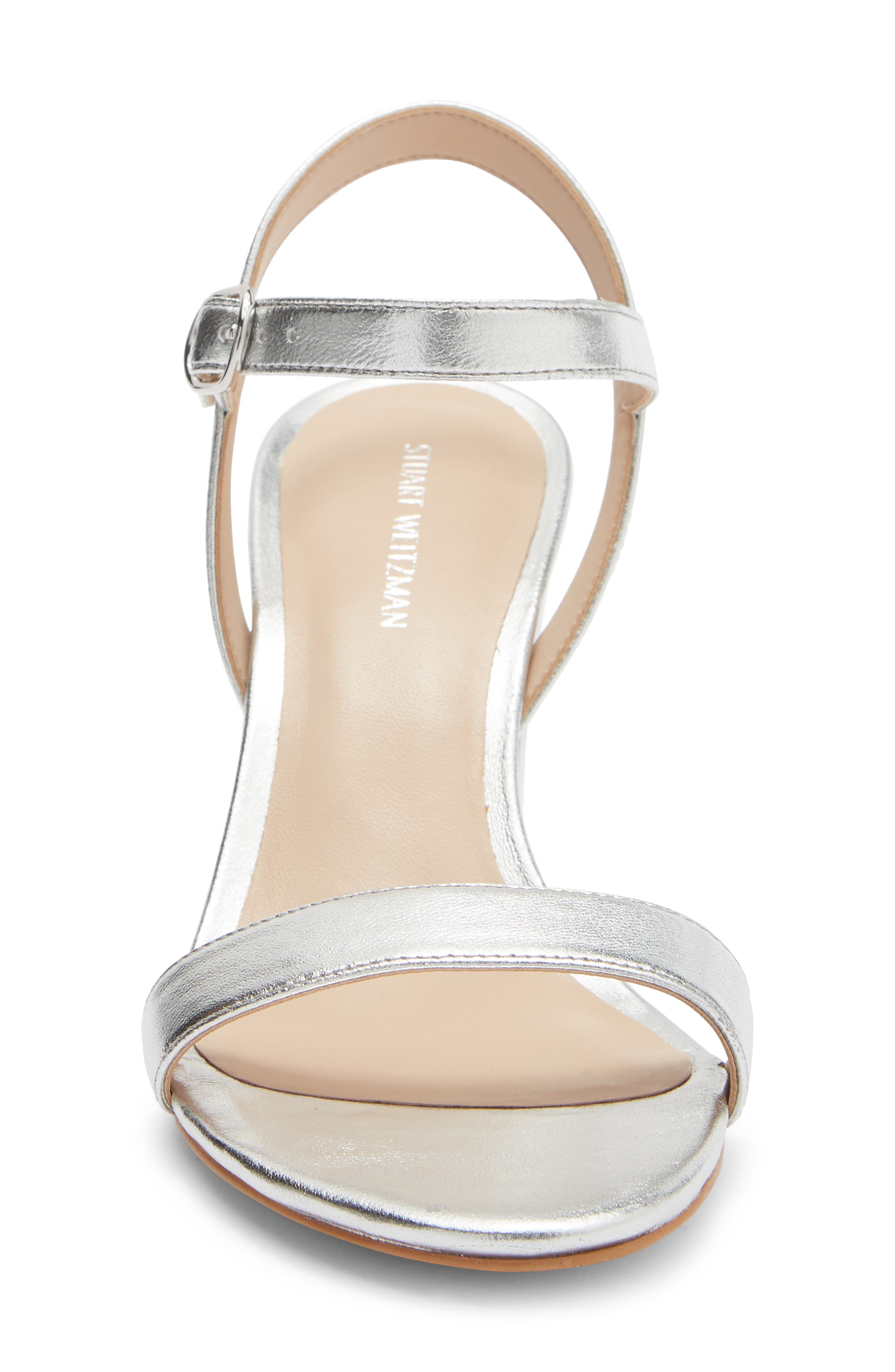 Stuart Weitzman Dancer 75 Block Heel Sandal, Alternate, color, Silver