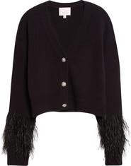 Cinq à Sept Briana Feather Trim Cardigan