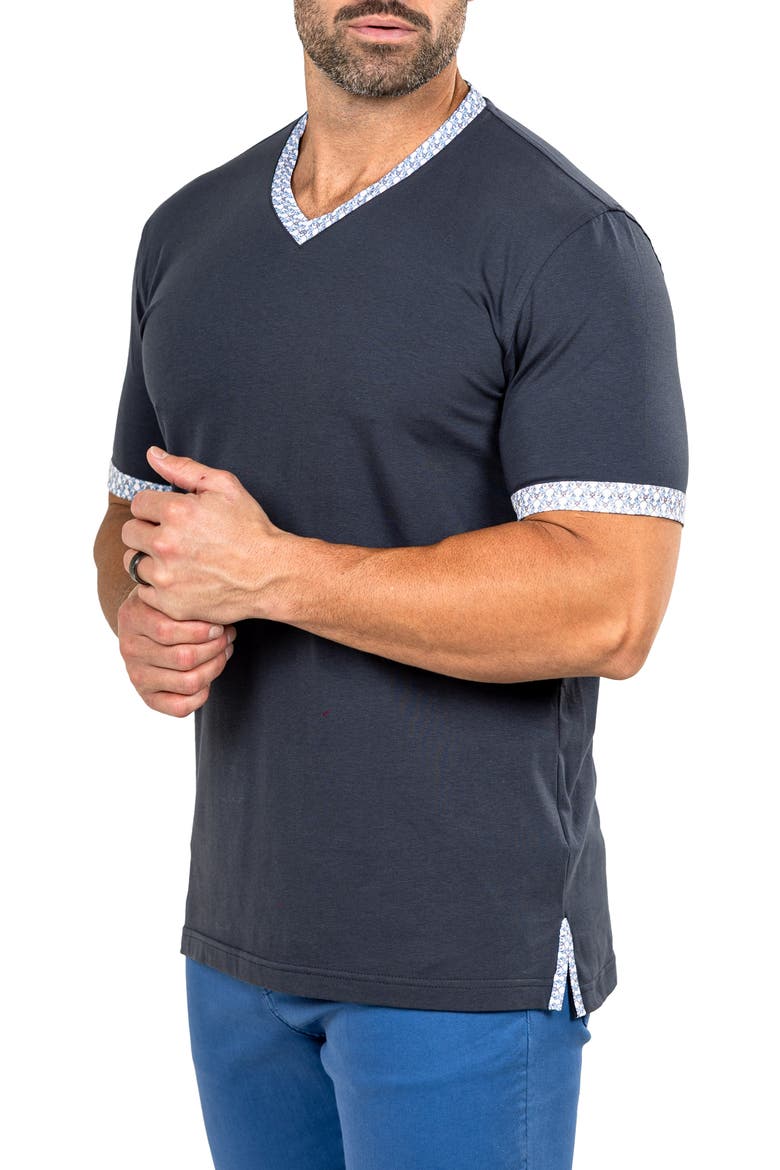 Edison Marthyr0008 Grey Cotton V-Neck T-Shirt, Alternate, color, GREY