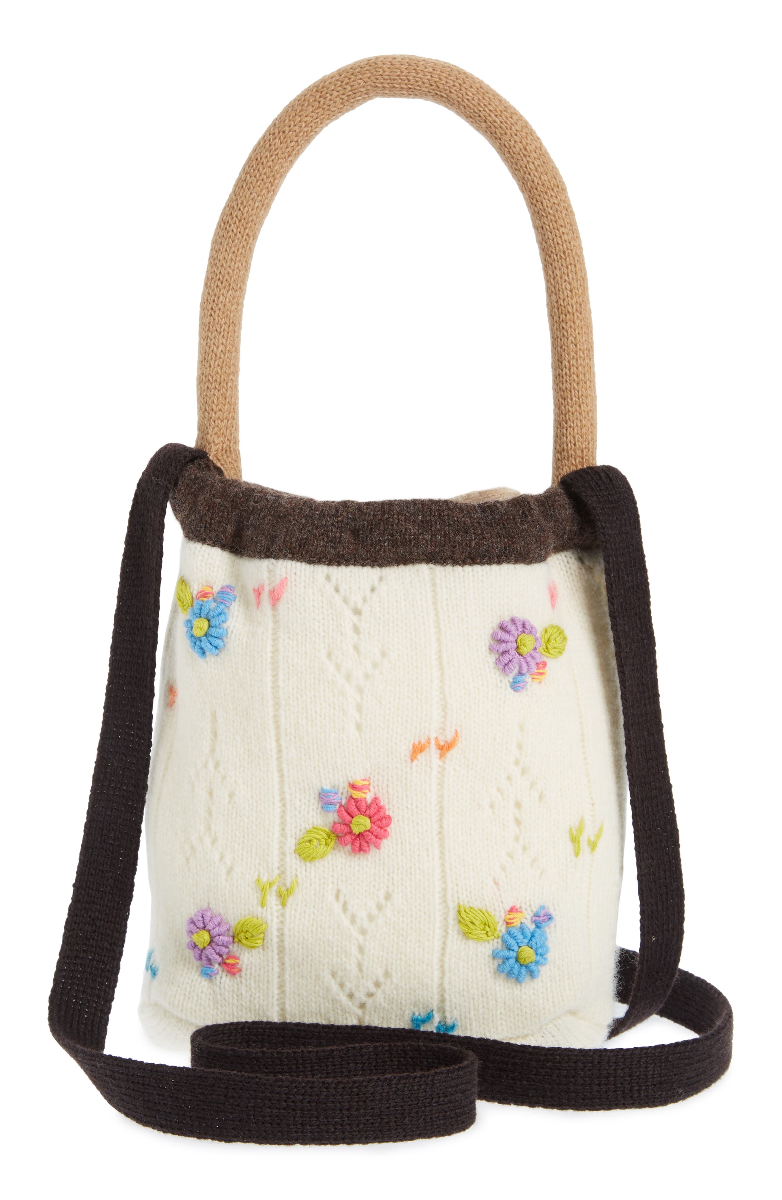 YanYan Daisy Embroidered Knit Handbag, Alternate, color, 