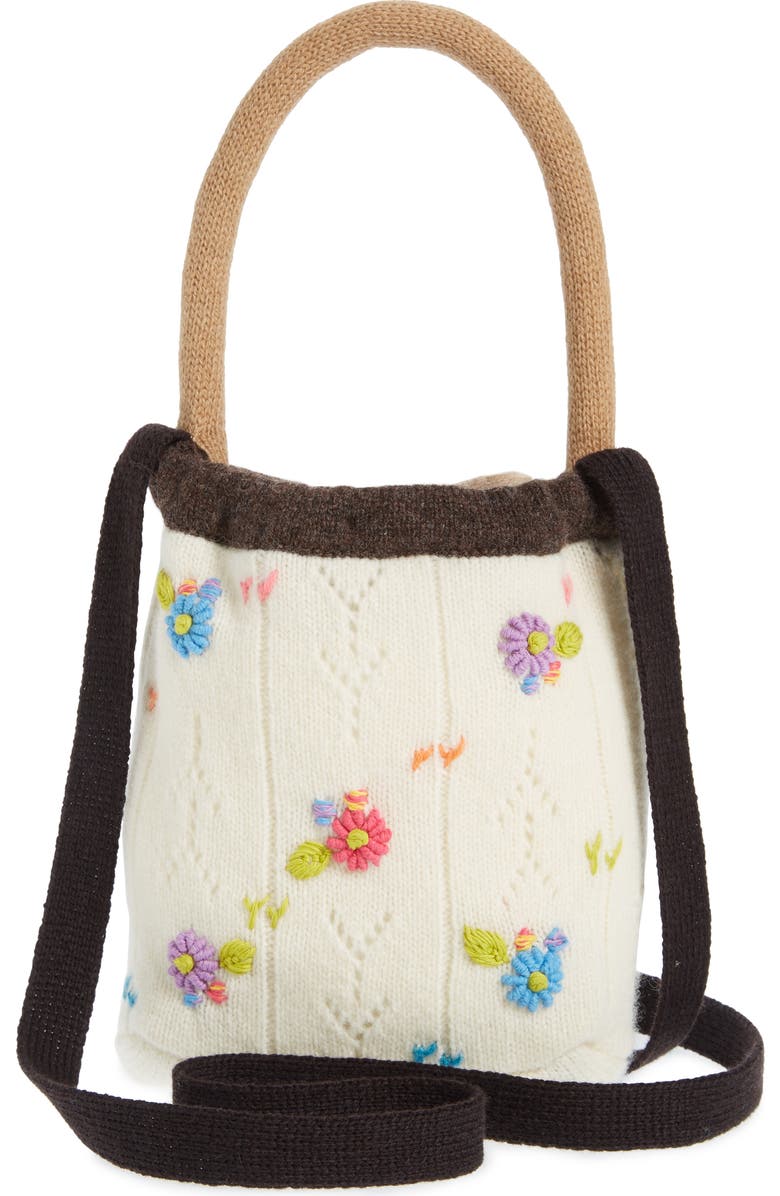 YanYan Daisy Embroidered Knit Handbag, Alternate, color,