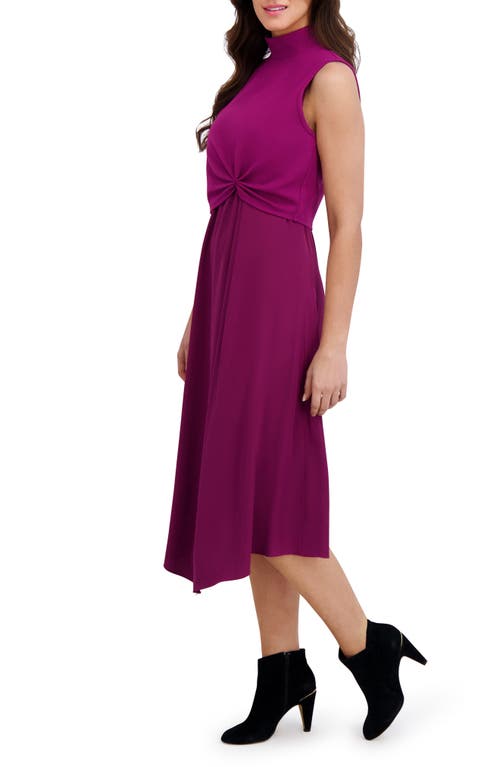 London Times Knit Popover A-line Dress In Pink