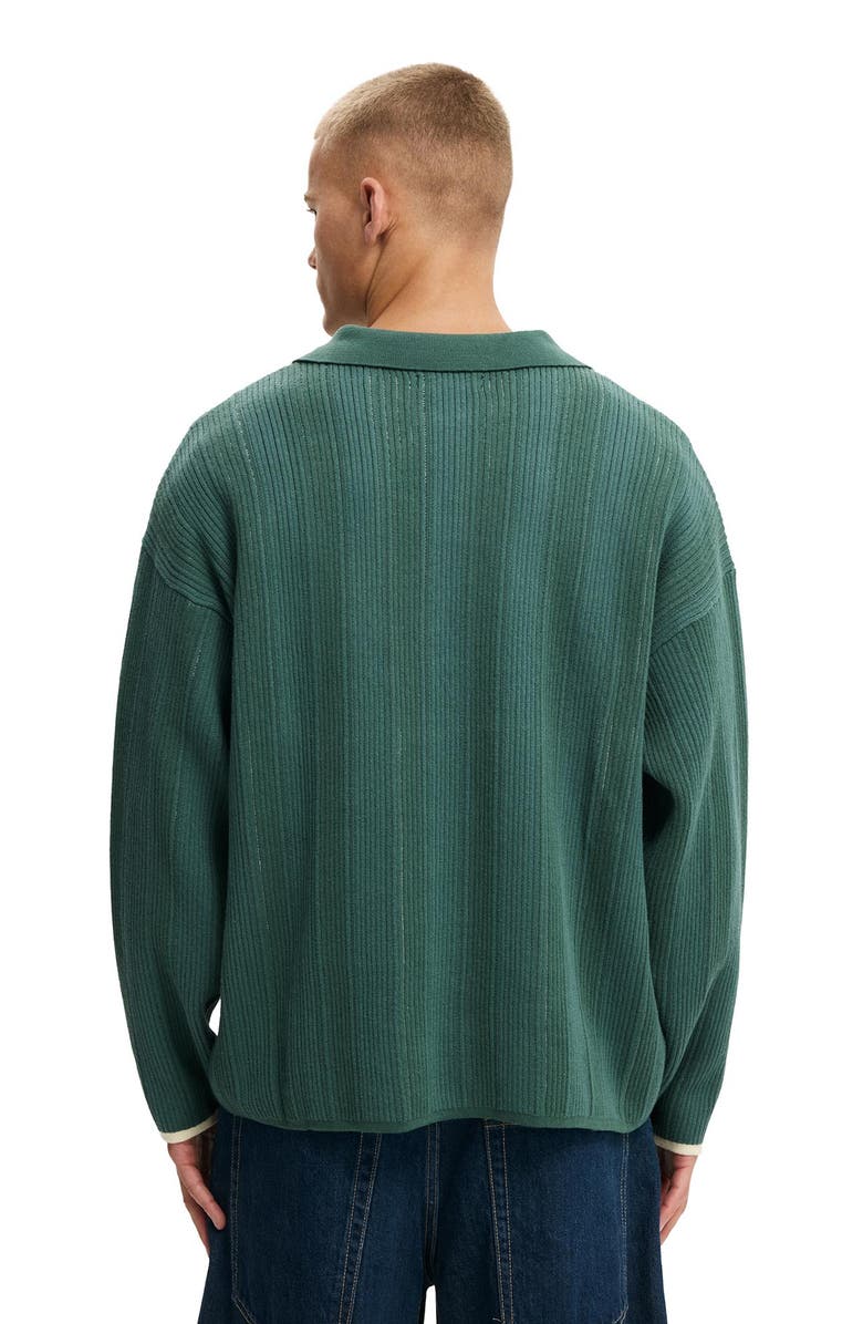 Cotton On Men's Box Fit Rugby Polo, Alternate, color, Teal Stripe