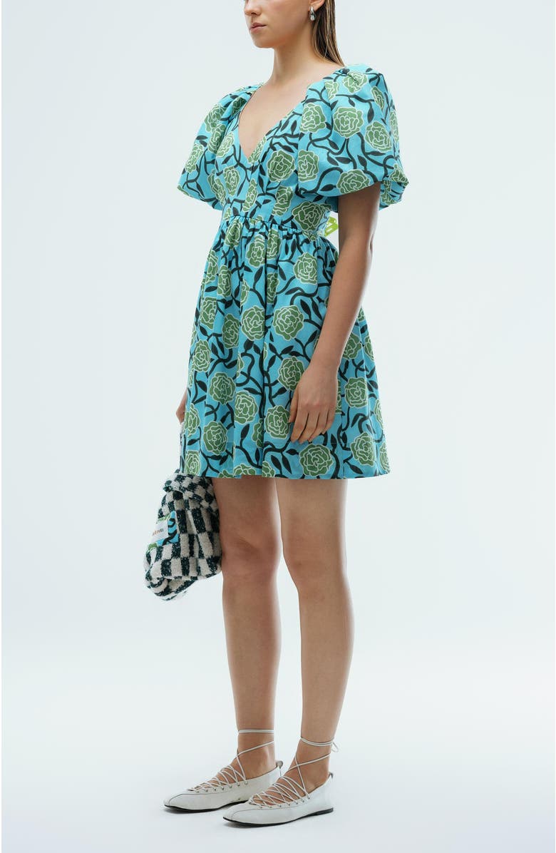 De Loreta Tati Puff Sleeve Cotton A-Line Minidress, Alternate, color, Amelia Print