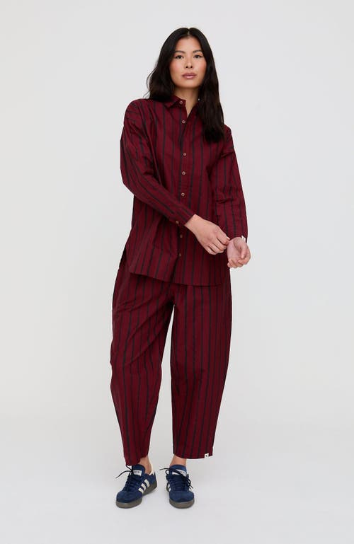 Turtledove London Organic Cotton Kate Barrel Leg Trousers In Red