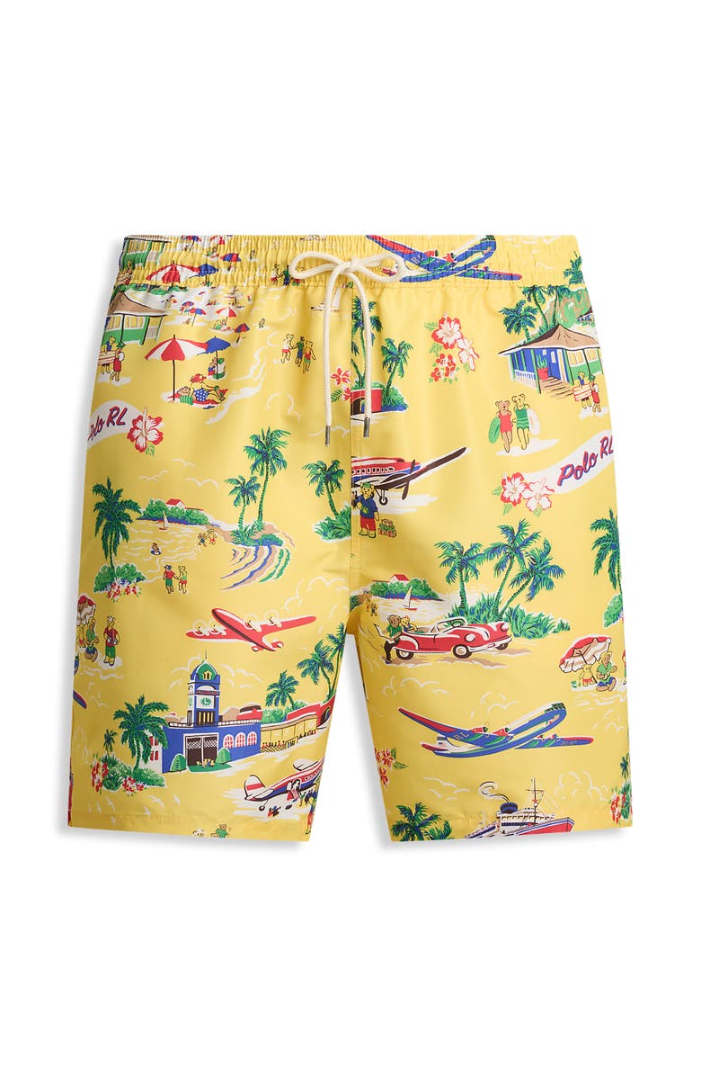 Polo Ralph Lauren Big & Tall Traveler Classic Polo Bear Swim Trunks, Main, color, Yellow