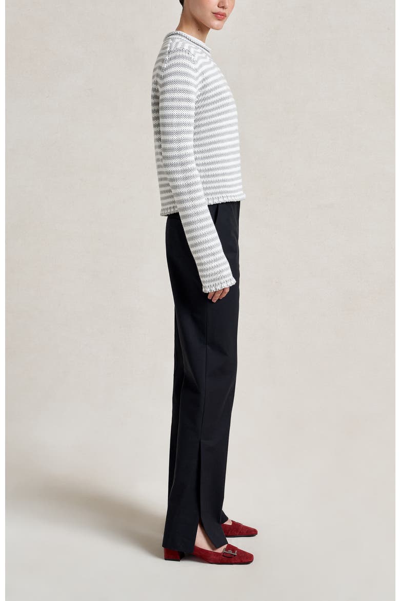 Mini Marina Fine Stripe Sweater, Alternate, color, Grey/Ivory