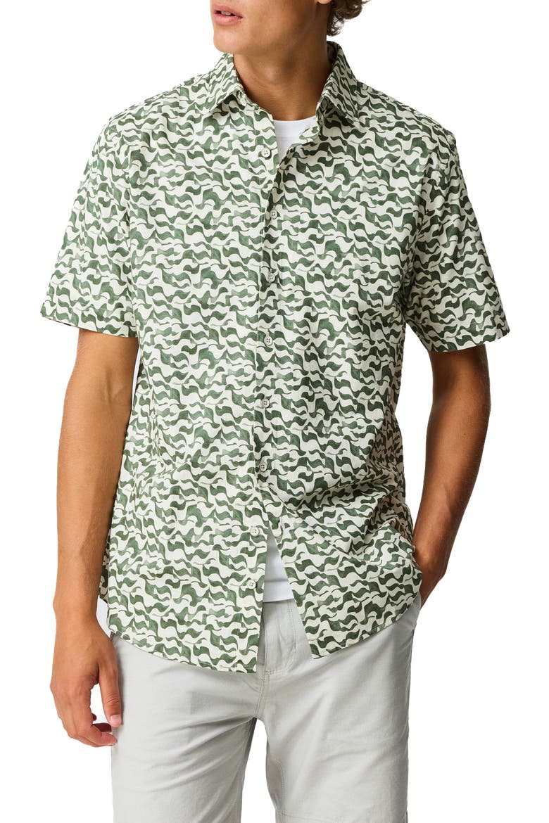 Bendigo Abstract Print Button-Up Shirt, Main, color, KELP